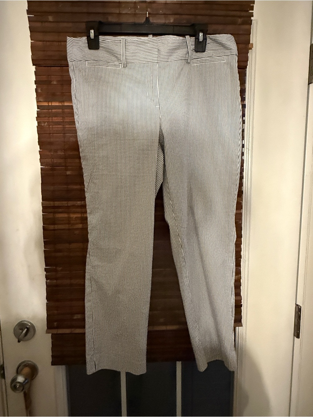 Ann Taylor The Ankle Pant in Seersucker, Ocean Oasis Stripe, Sz 8, euc - Picture 4 of 10